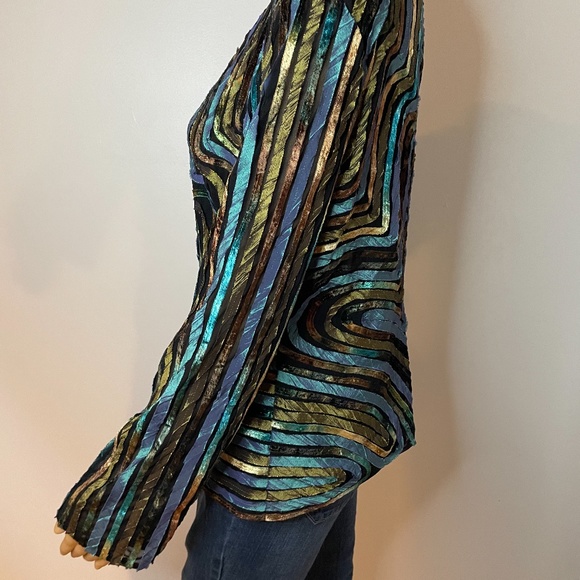 Glamorous vintage boho turquoise metallic jacket! - Picture 8 of 12